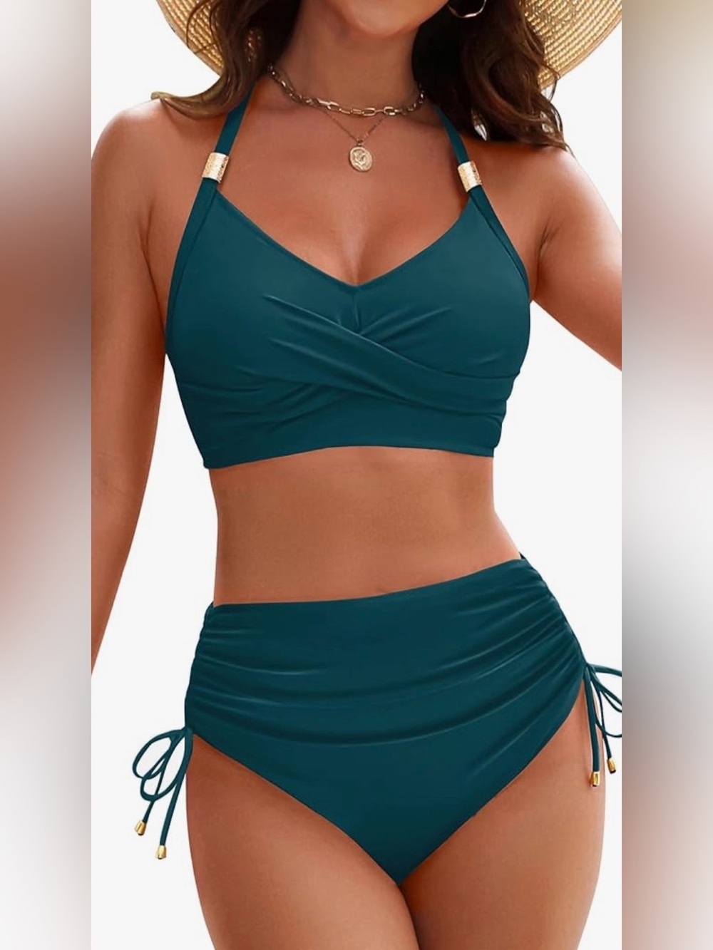 Blooming Jelly High Waisted Bikini Set Drawstring Swimsuit - Picture 2 of 14